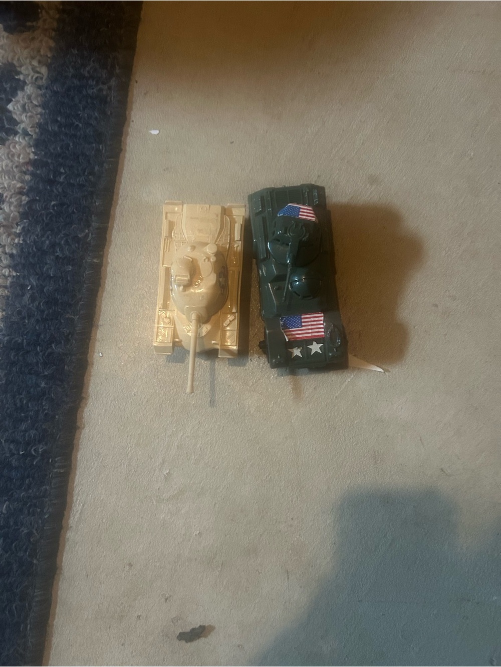 Vintage Toy Military Tank Vehicles - Green and Tan Set